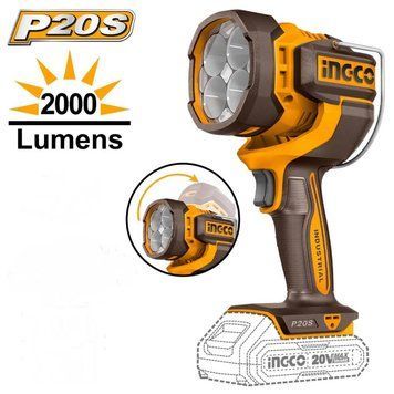 Лампа акумуляторна INGCO 20V LED 2000 Lumens 3 режима, до 150м (Без ЗП та АКБ) CWLI20881 фото